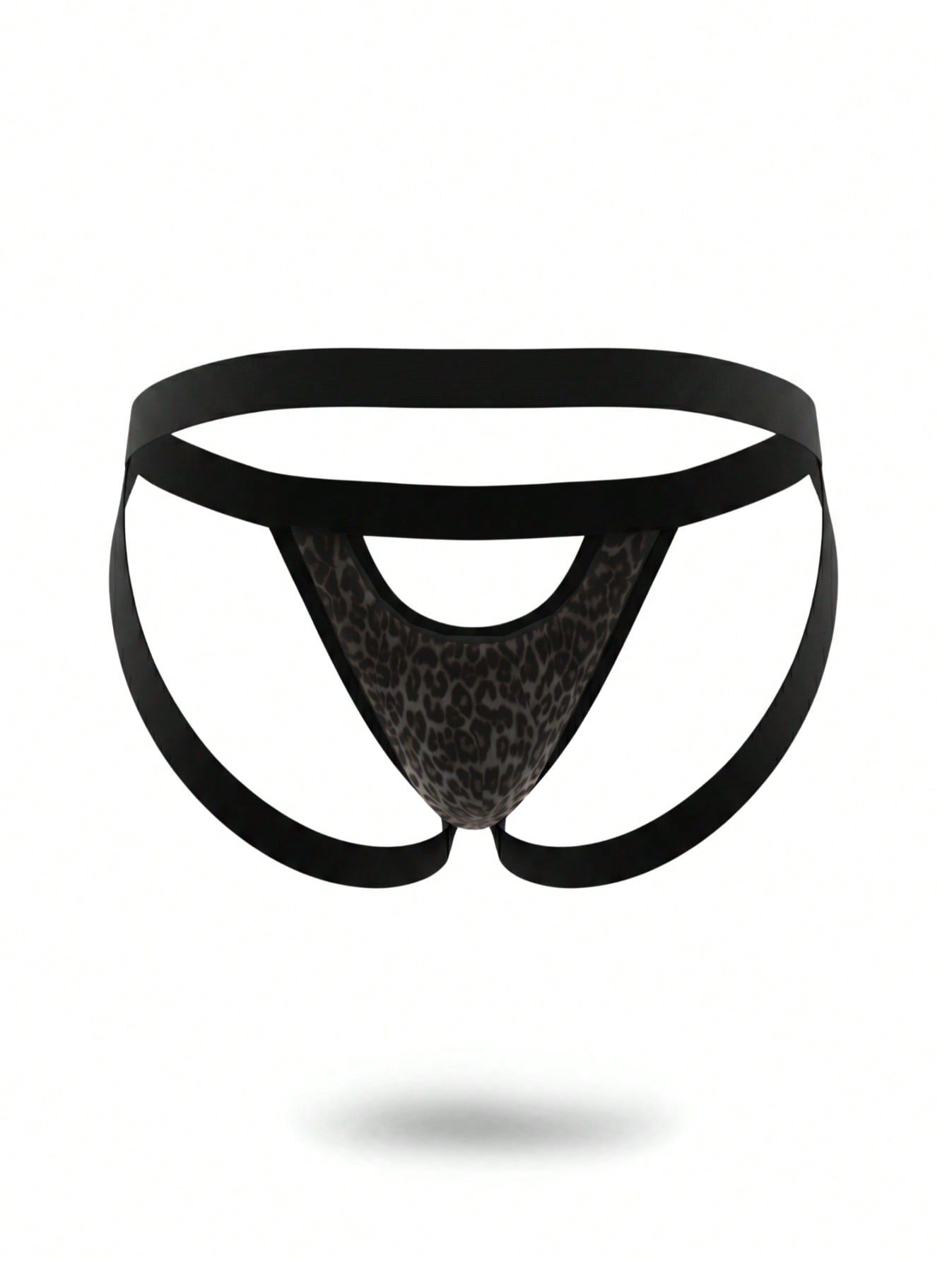 Fashion Men's Leopard Print Mid-Waist Double Pouch Sexy Underwear