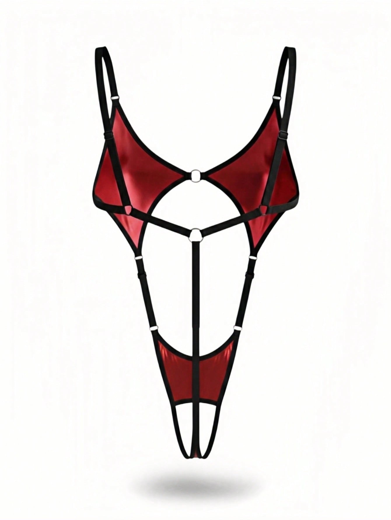 3-Point Coated Reflective Criss-Cross Back Ultra Sexy Black & Red Punk Club Outfit Party Music Festival Charming Men's Sexy Underwear