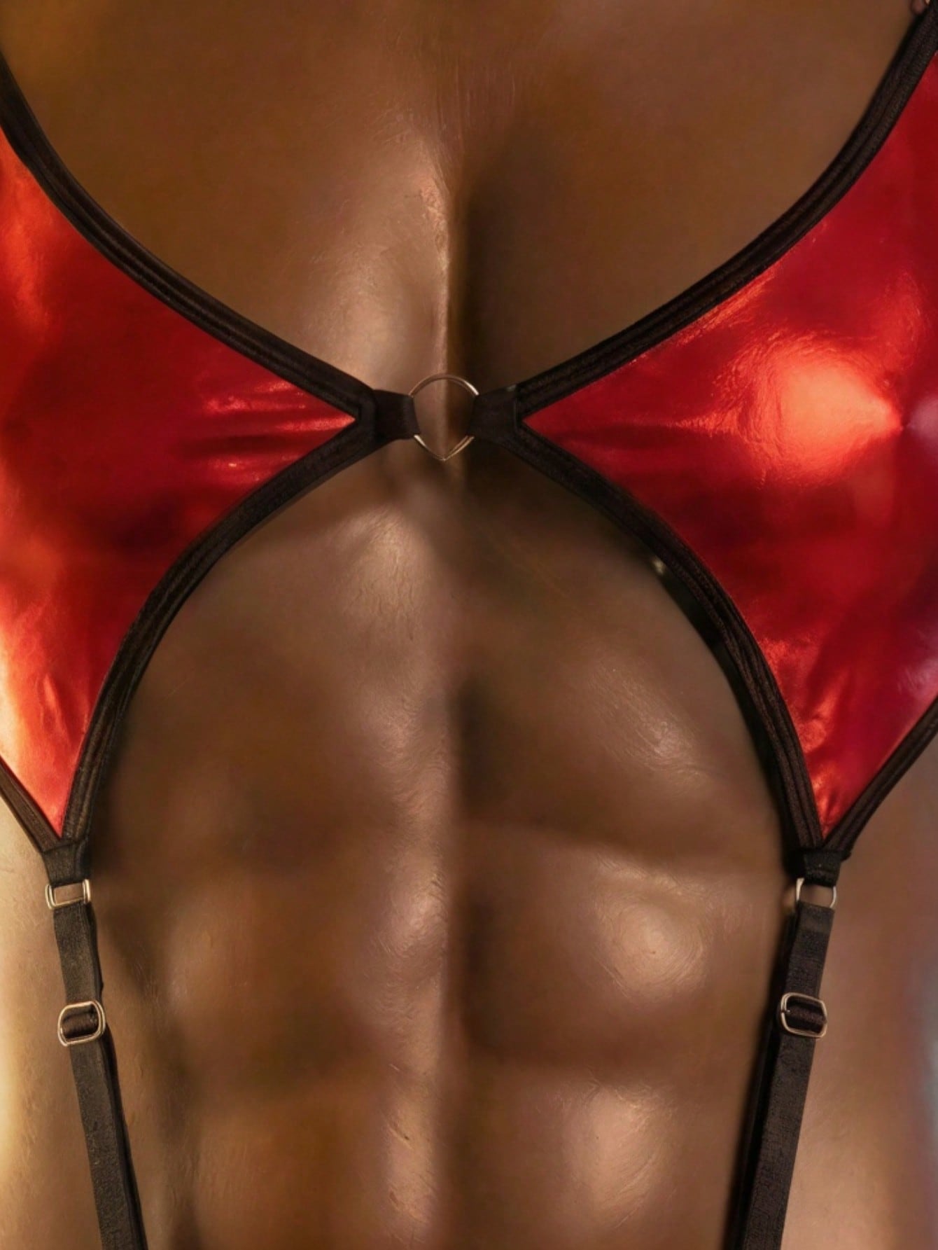 3-Point Coated Reflective Criss-Cross Back Ultra Sexy Black & Red Punk Club Outfit Party Music Festival Charming Men's Sexy Underwear