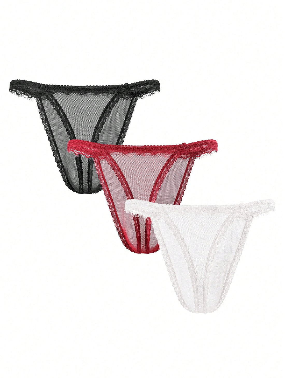 3pcs/Set Men's Sexy Lace Thong Underwear, Multi-Color Combination