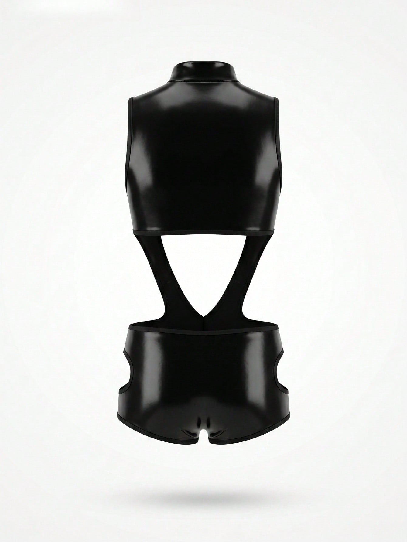 Men's PU Material Fashion Hollow Out Sexy Zipper Jumpsuit Costume
