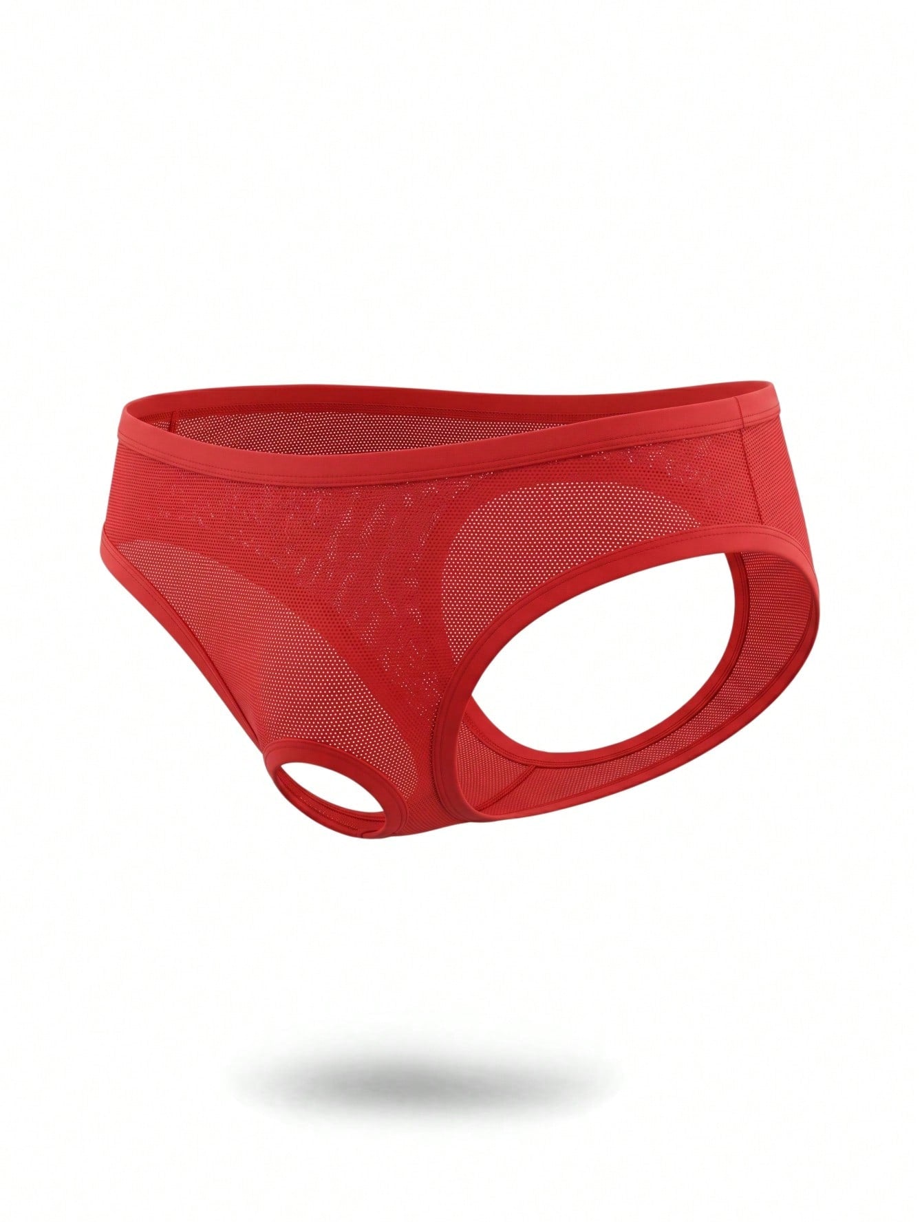 1pc Fashion Bright Red Eye-Catching Non-Slip Mid-Waist Backless Sexy Men's Underwear
