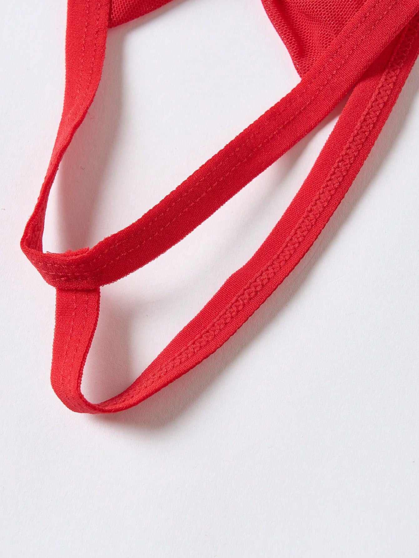 1pc Fashionable Men's Red Hollow Mesh Bow Mid-Waist Thong Underwear