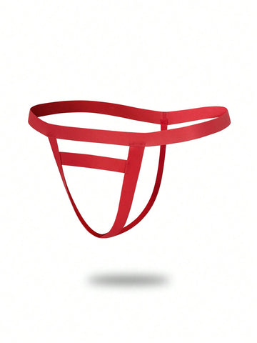 1pc Men's Mid-Waist Thong Underwear With Non-Slip Elastic Waistband, Charming Style