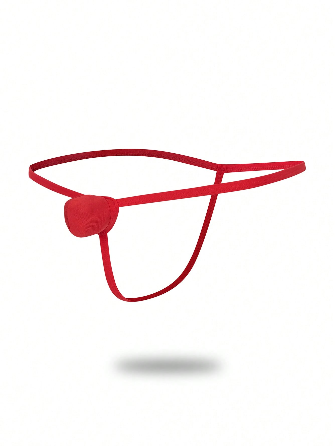 Men's red colorblock low-rise thong underwear made from medium-stretch knitted fabric.