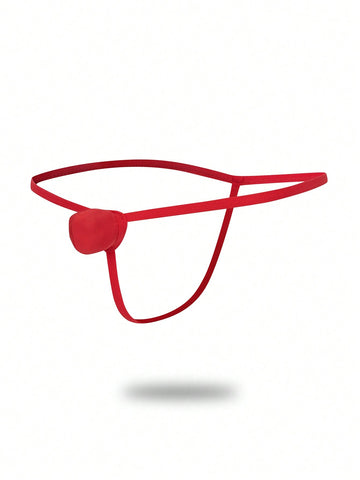 Men's red colorblock low-rise thong underwear made from medium-stretch knitted fabric.