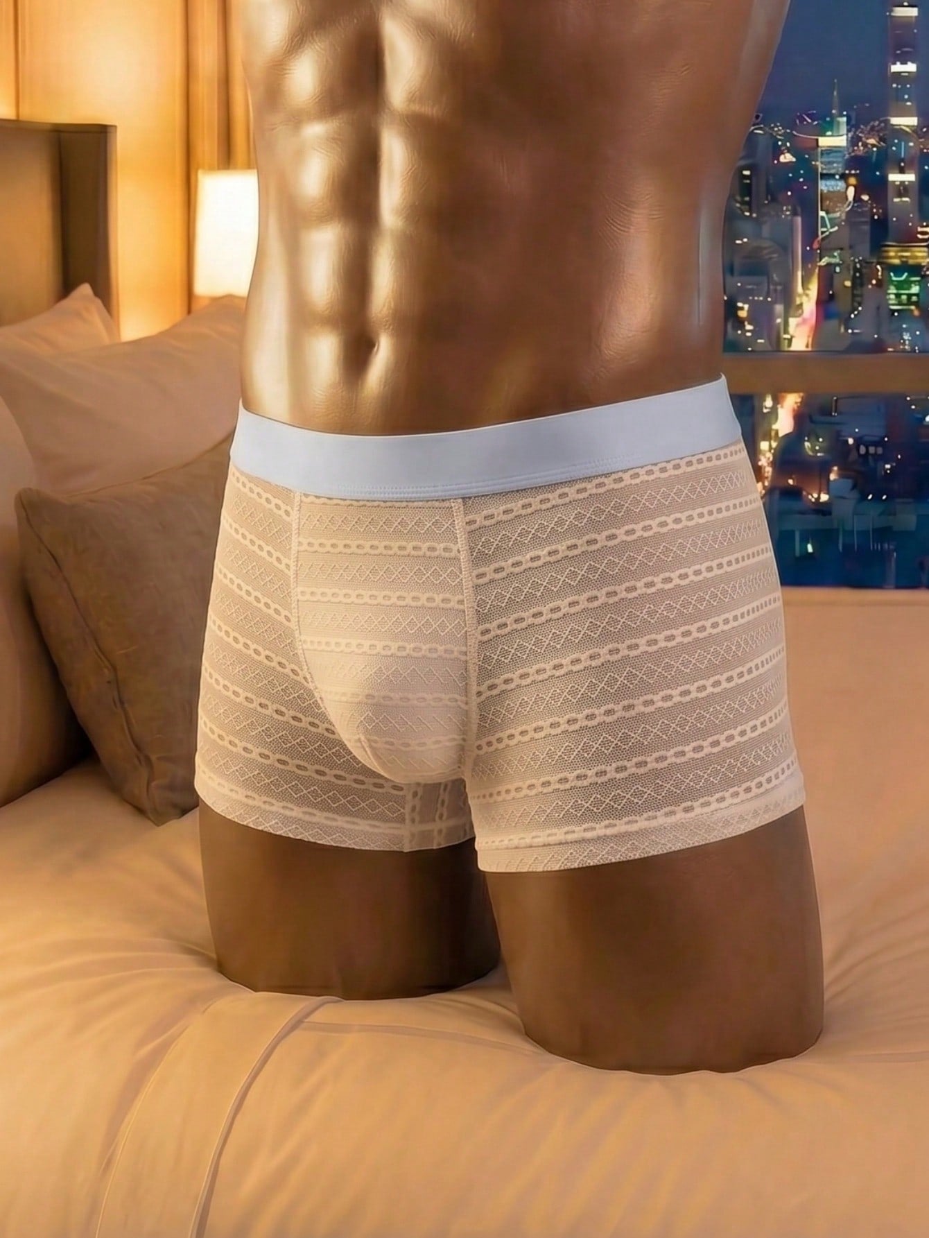1pc Men's Geometric Print Elastic Waist Sexy Underwear