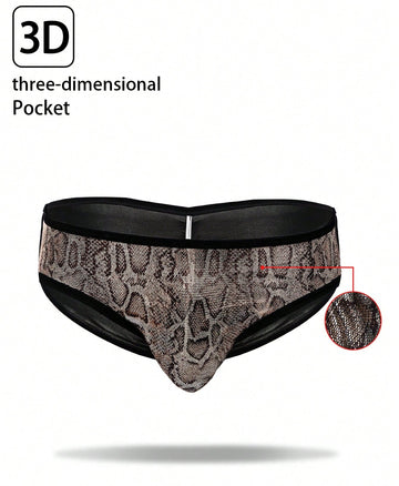 Men’s PU Short with Snakeskin Pattern, Shiny Surface, Smooth Texture