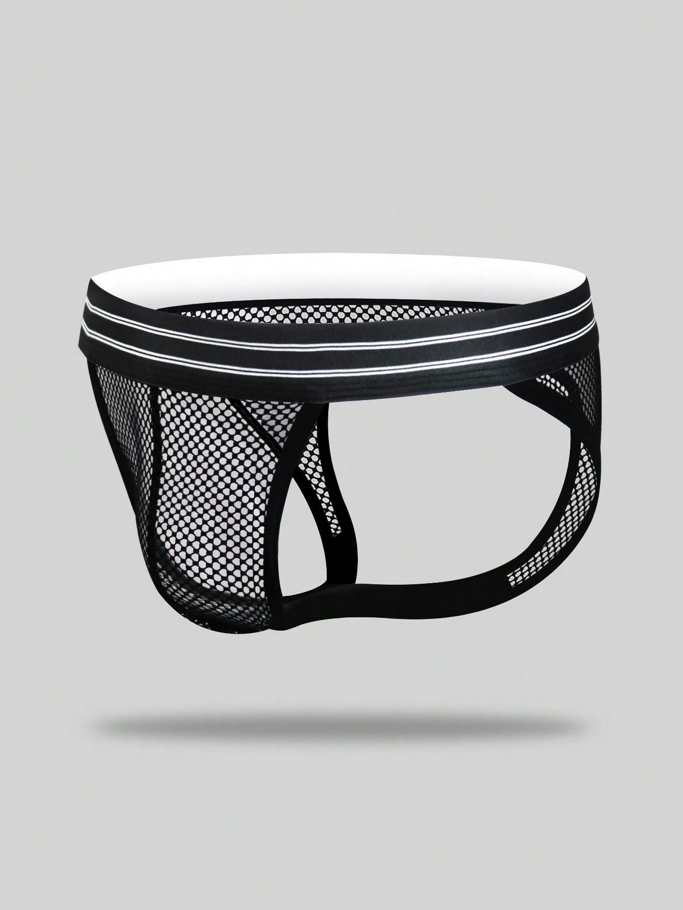 Men's Hollow Design Contrast Stripe Briefs Thong Jockstrap