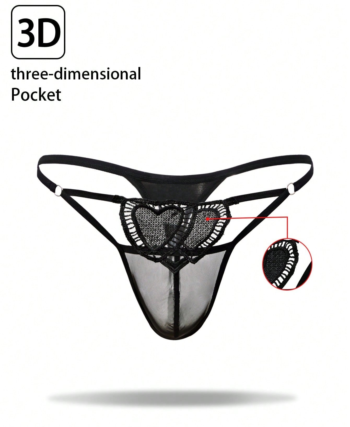 Men’s Mesh Fabric Short With Heart Embroidery Detail, Lightweight Texture, For Daily Wear