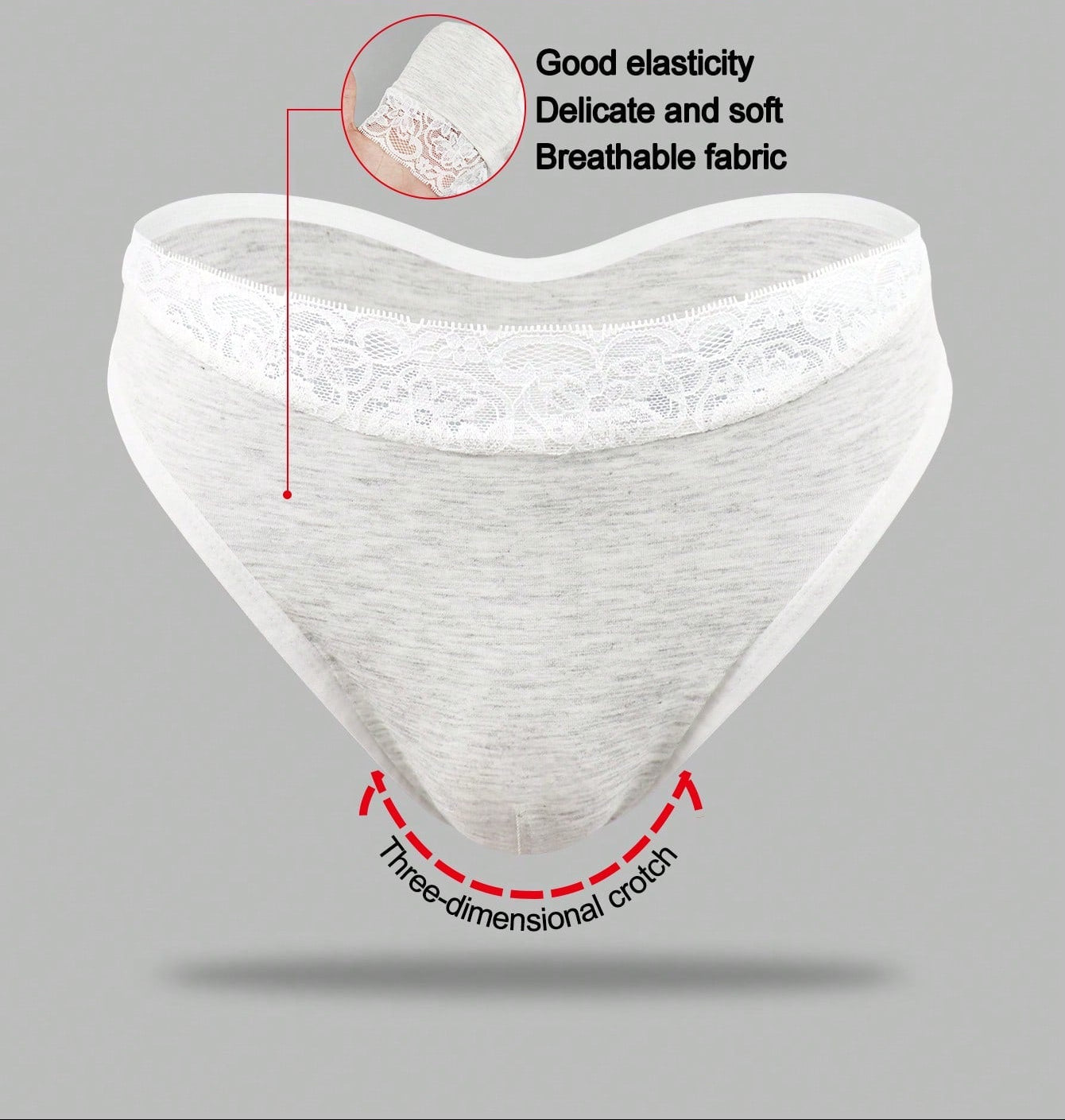 Men’s Lace Trim Short, Shadow Grey and White Color Options, Lightweight Fabric, Clean Design