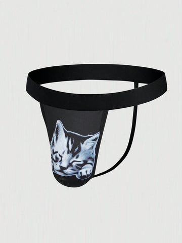 Men's Cat Pattern Thong Underwear