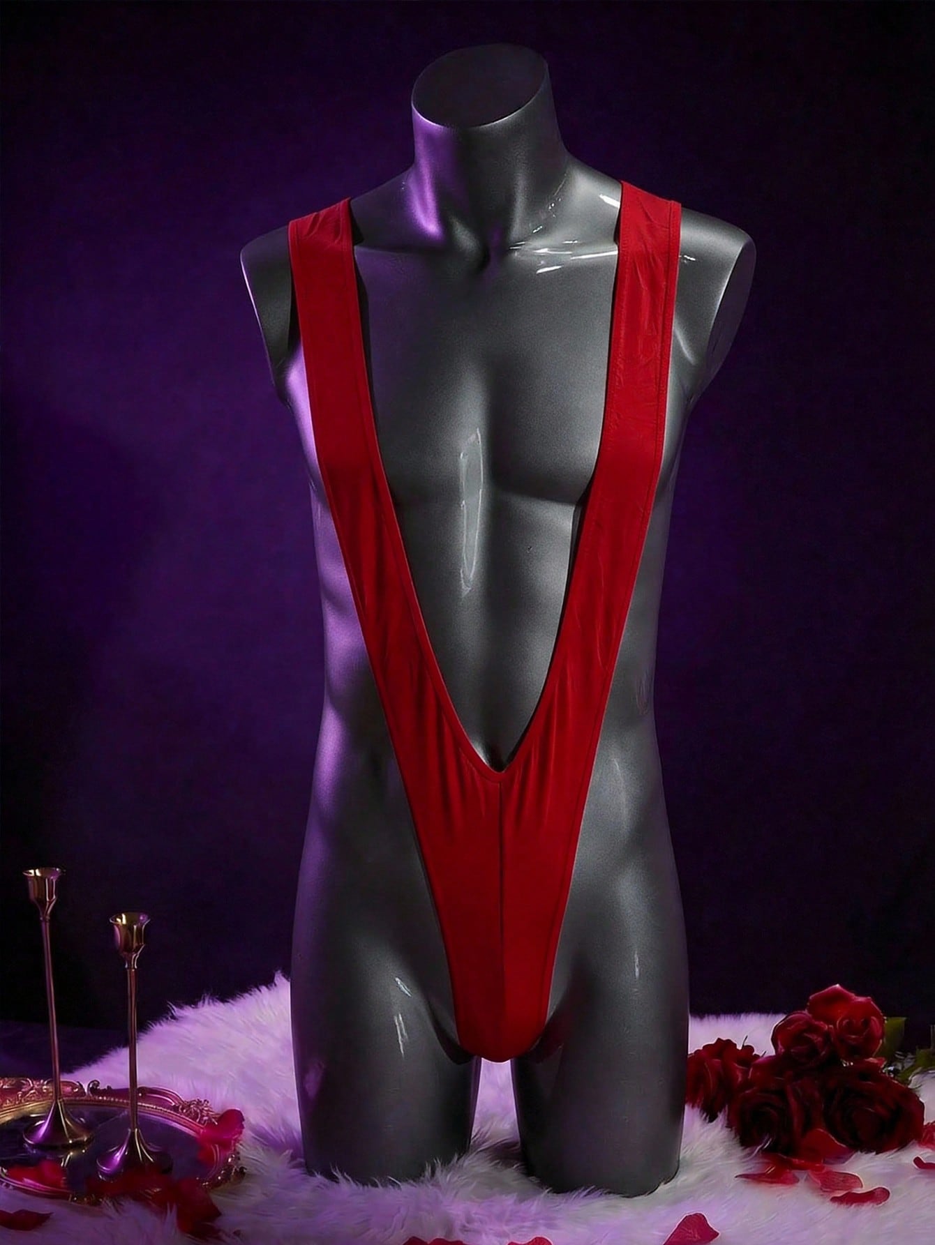 Solid Color Bodysuit Lingerie For Men