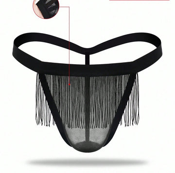 Men’s Solid Color Short with Fringe Detail, Lightweight Material, Simple Fashion Style