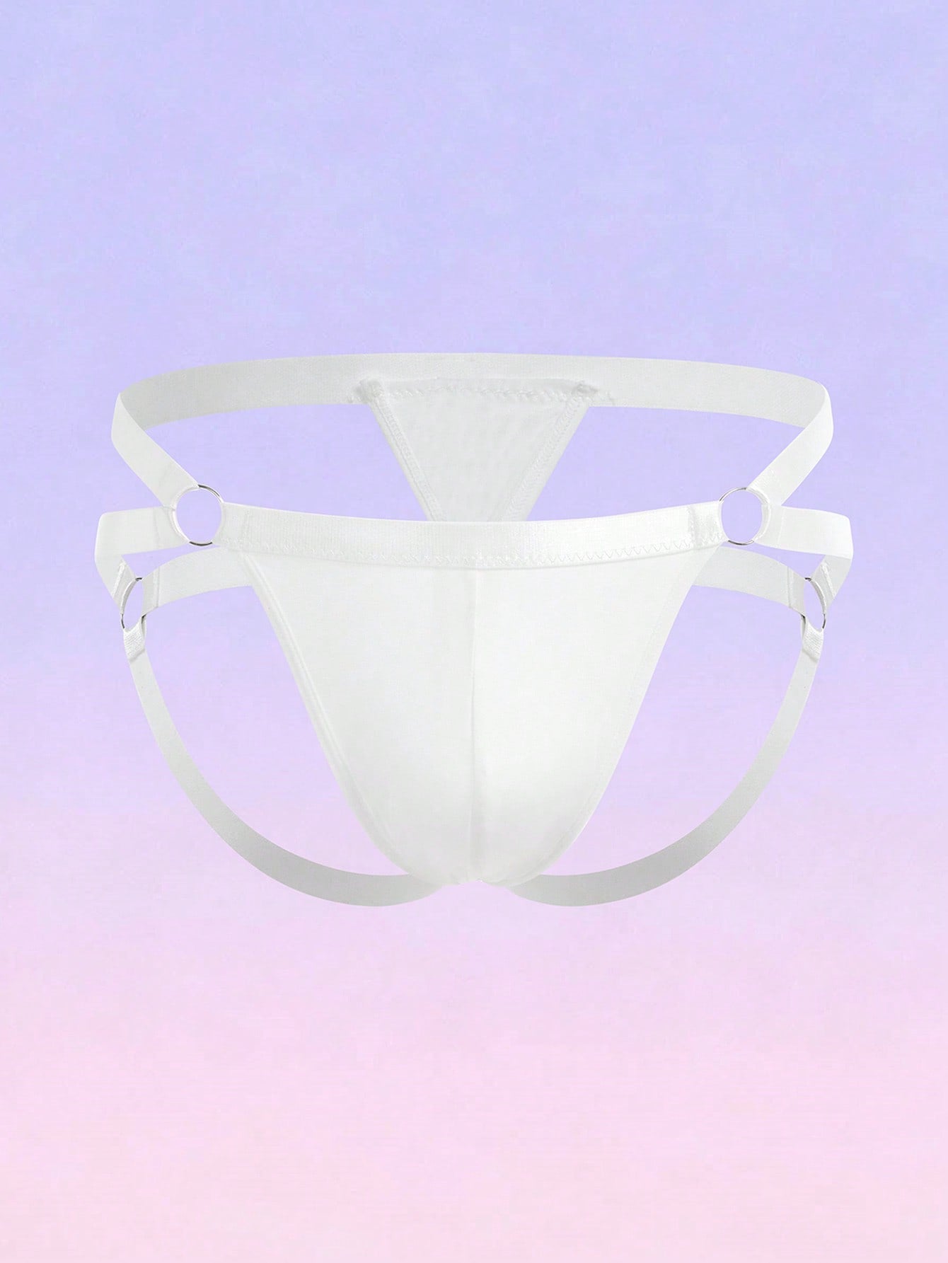 Men's Solid Color Ring Detail Hollow Design Briefs