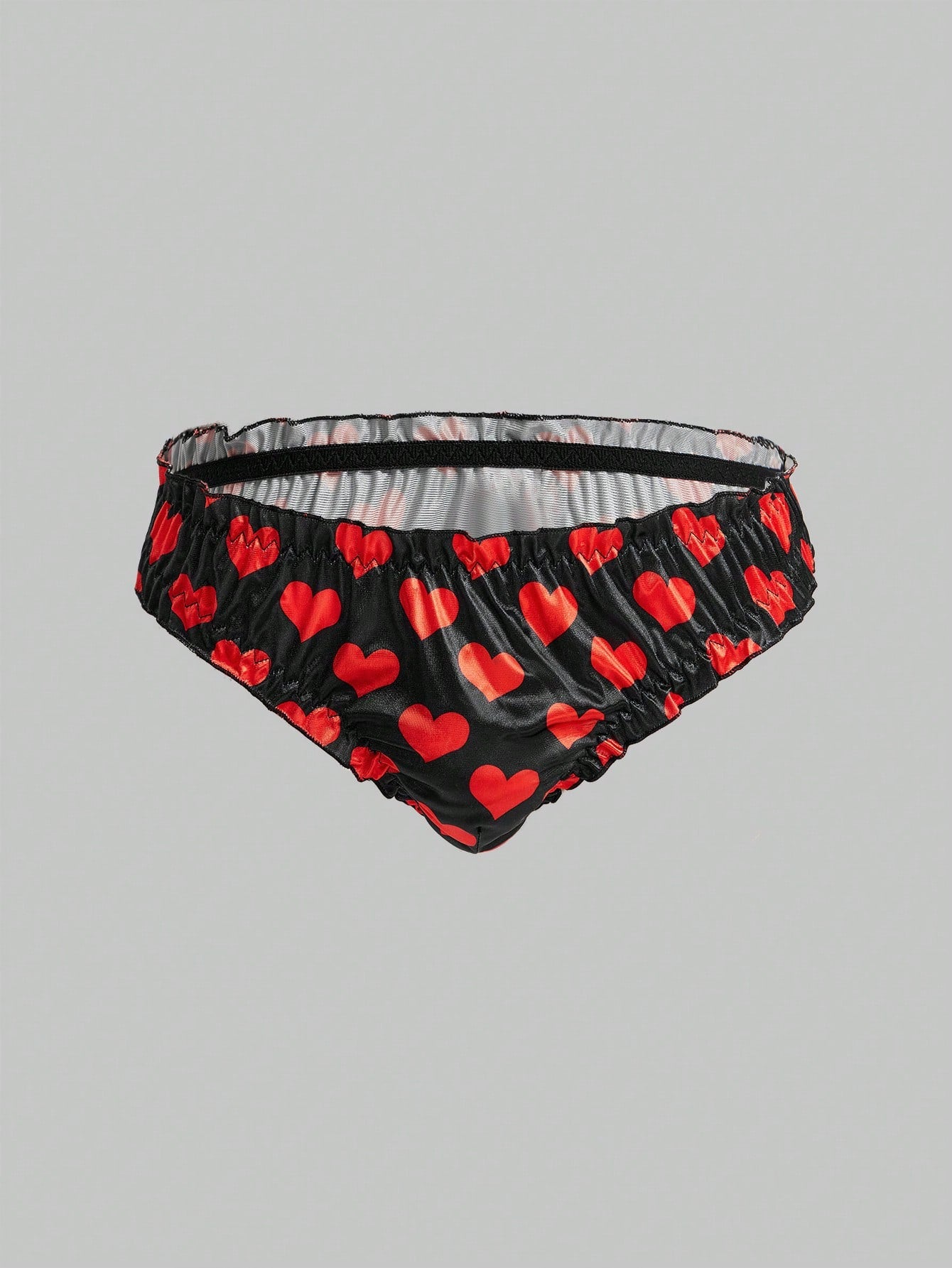 Men’s Heart Pattern Satin-Style Short, Smooth Texture, For General Wear