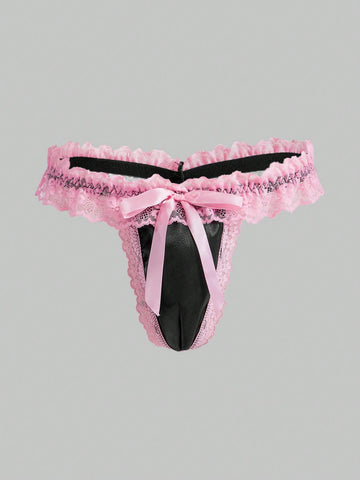 Pink Bow Design Lingerie For Men