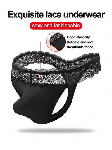 Men's Fabric U-Pouch Lace Trim Briefs
