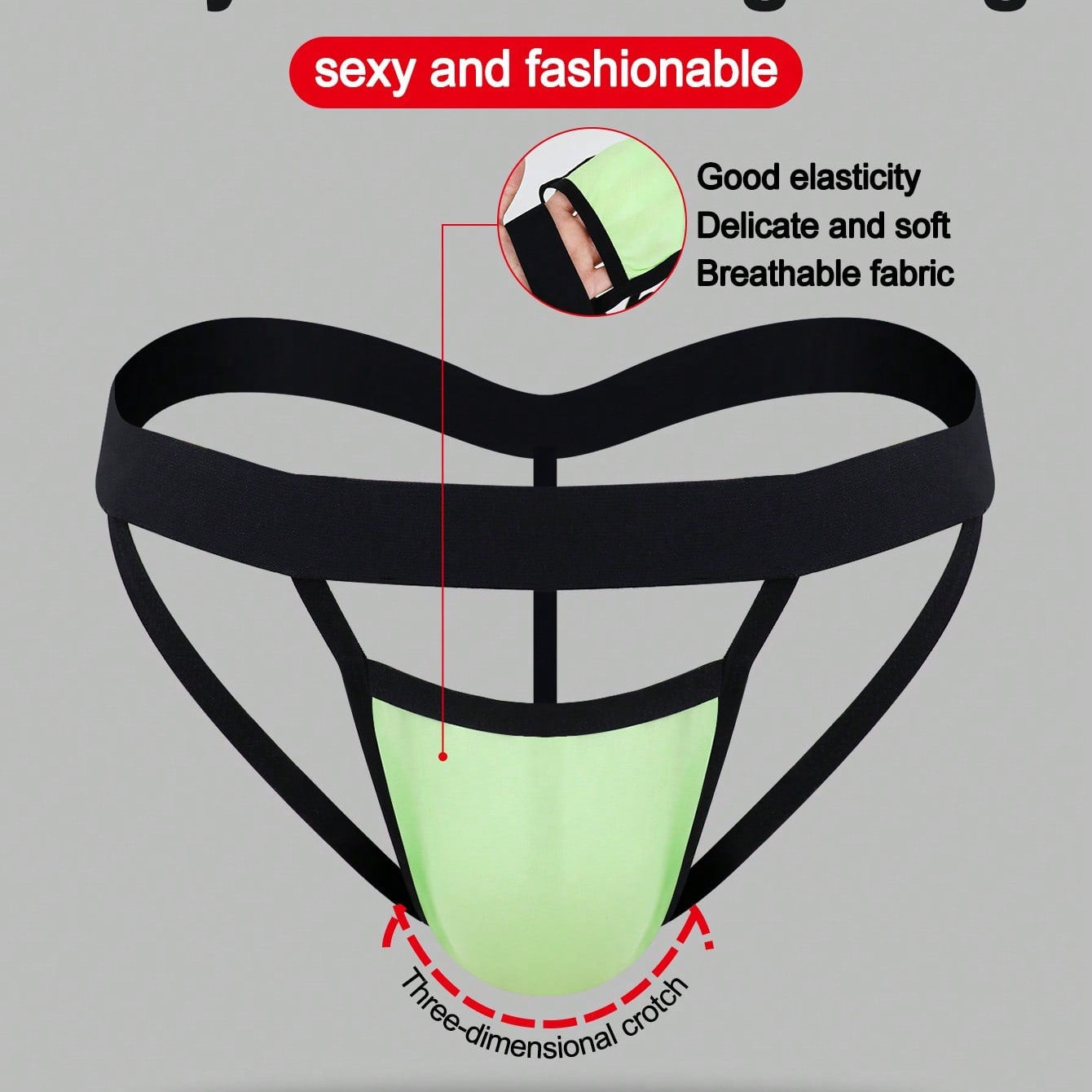 1pc Men's Light Green Breathable Briefs