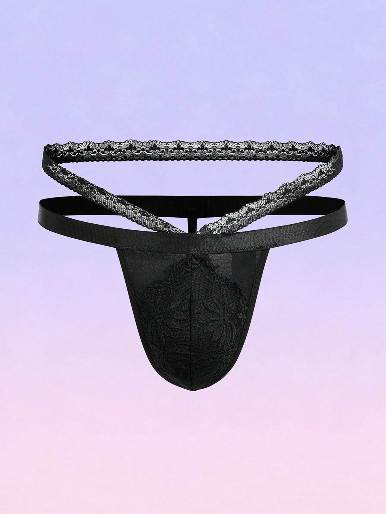 Contrast Lace Hollow Out Sexy Briefs For Men