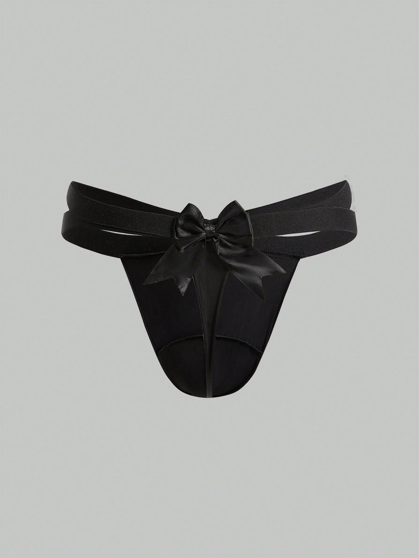 Black Mesh Bow Sheer Briefs For Men