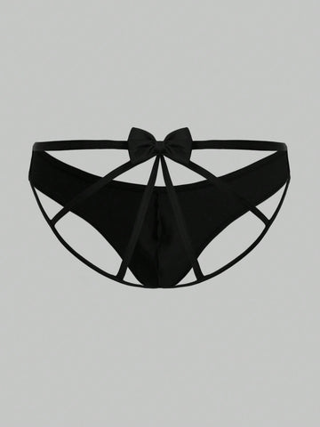 Men’s Solid Color Short Hollow Design Minimal Decor Detail For Daily Styling