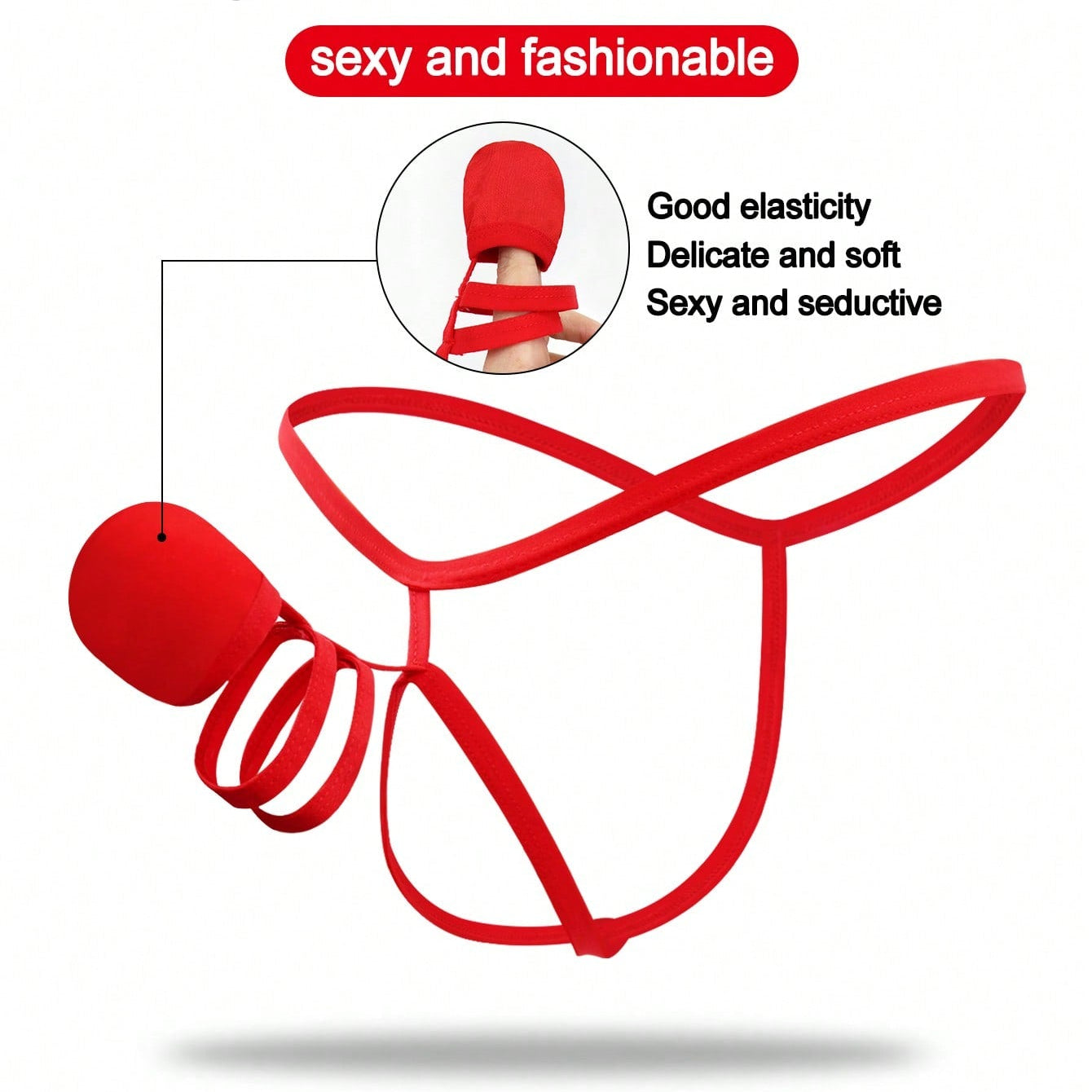 1pc Men's Red U Pouch Briefs