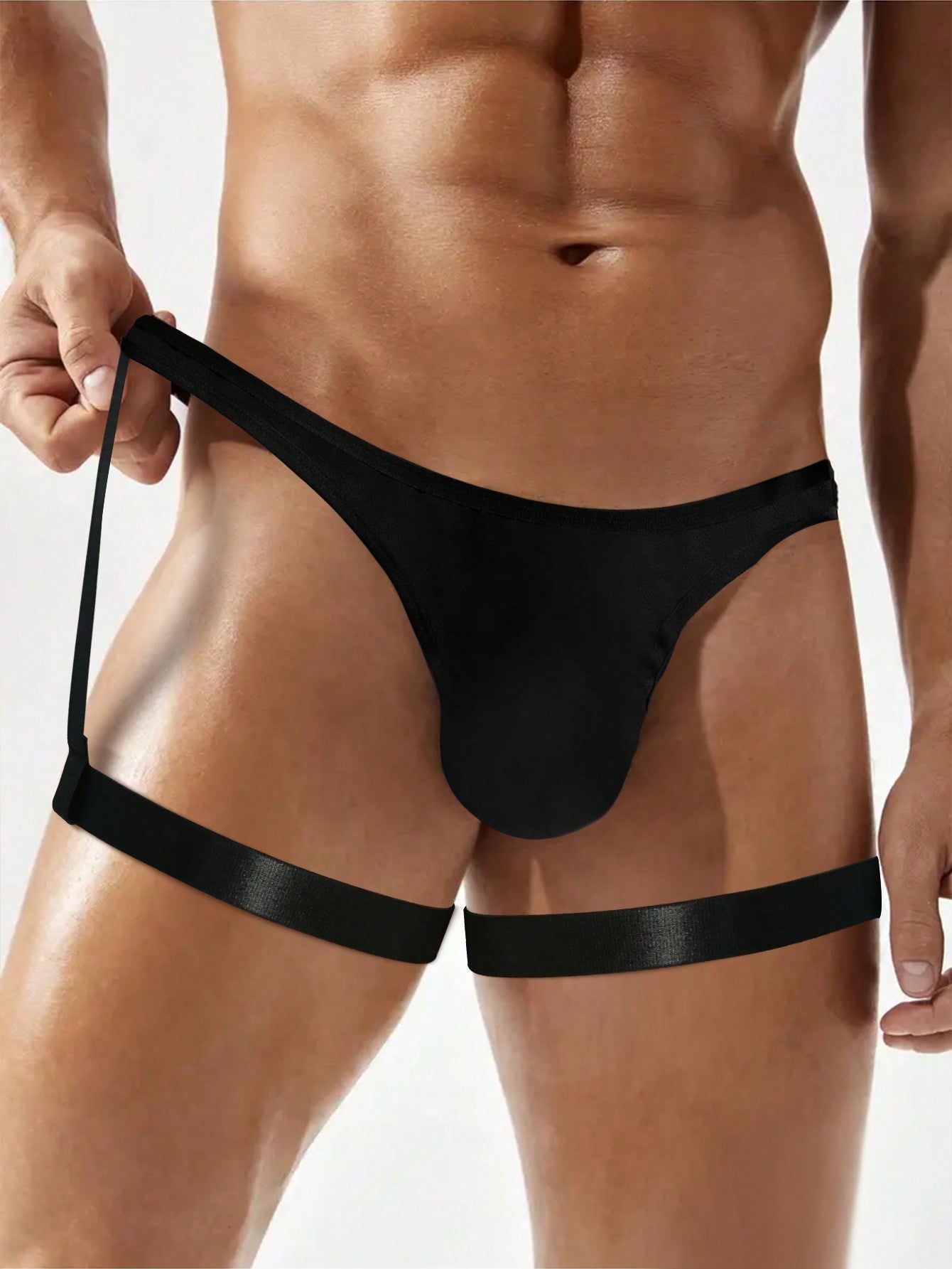 Solid Color Thong With Leg Loop For Men