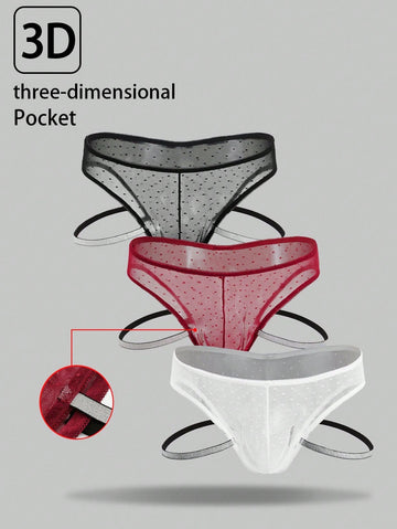 3pcs/Set Men’s Textured Knit Short With Contrast Waistband, Multicolor, For Daily Wear