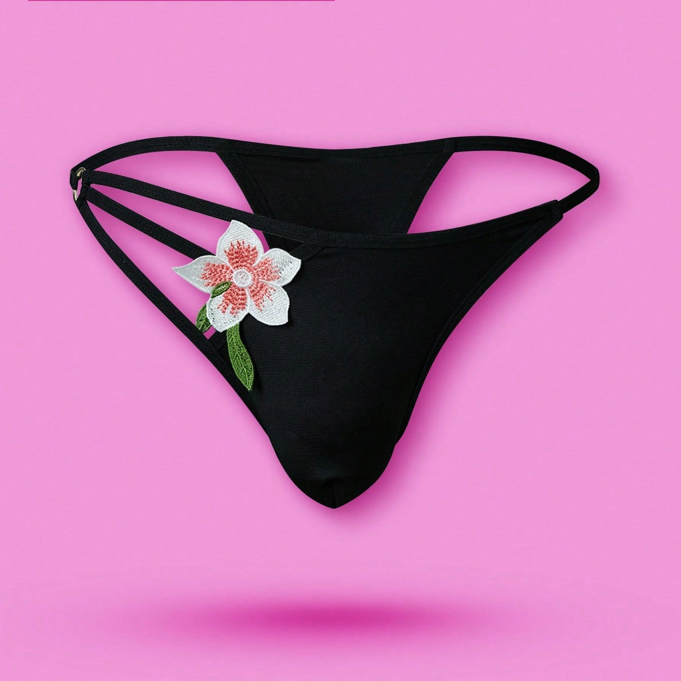 3D Floral Decor Hollow Out Briefs For Men