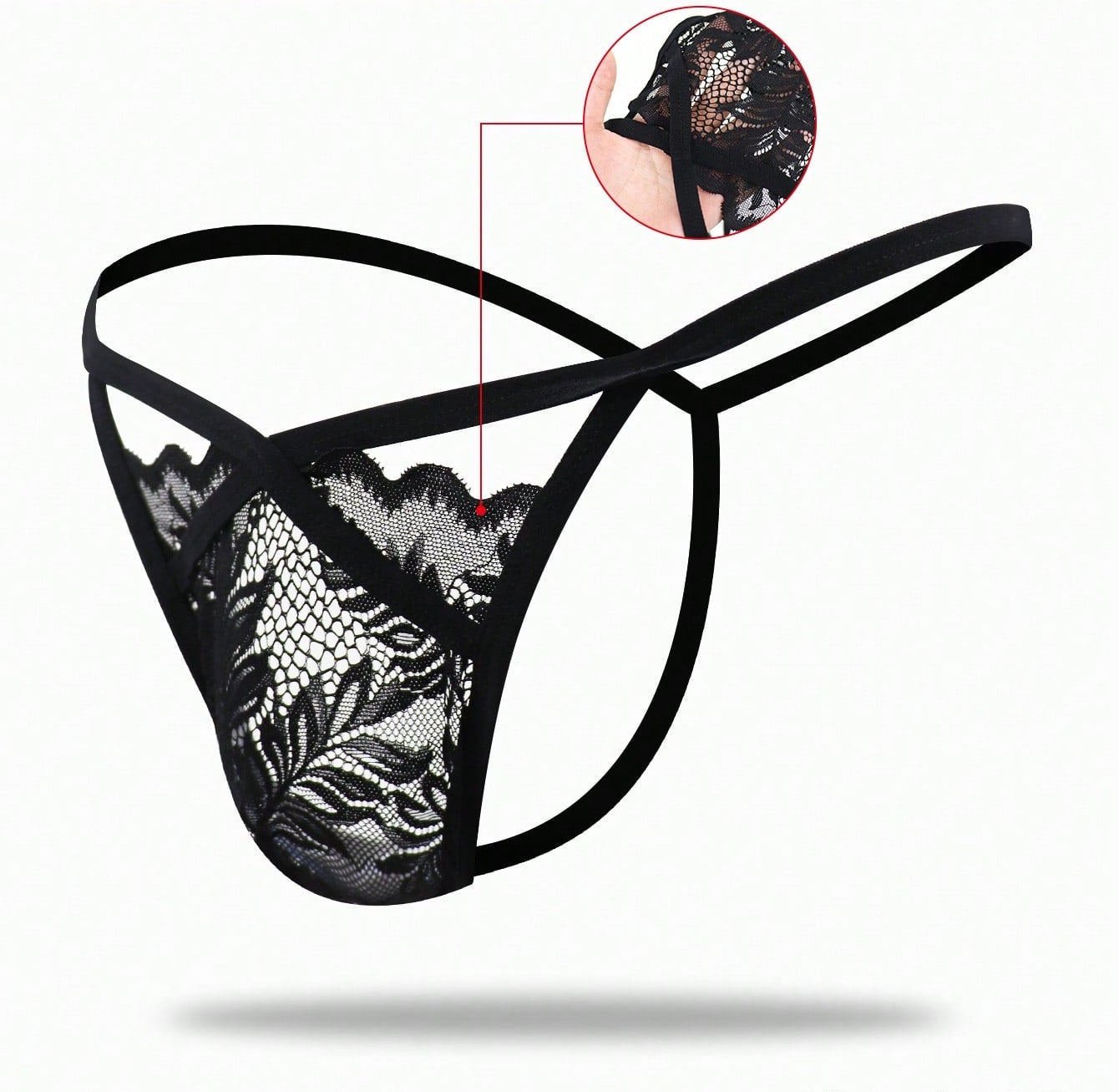 1pc Men’s Lace Trim Short, Breathable Fabric, Lightweight Material, Simple Daily Style