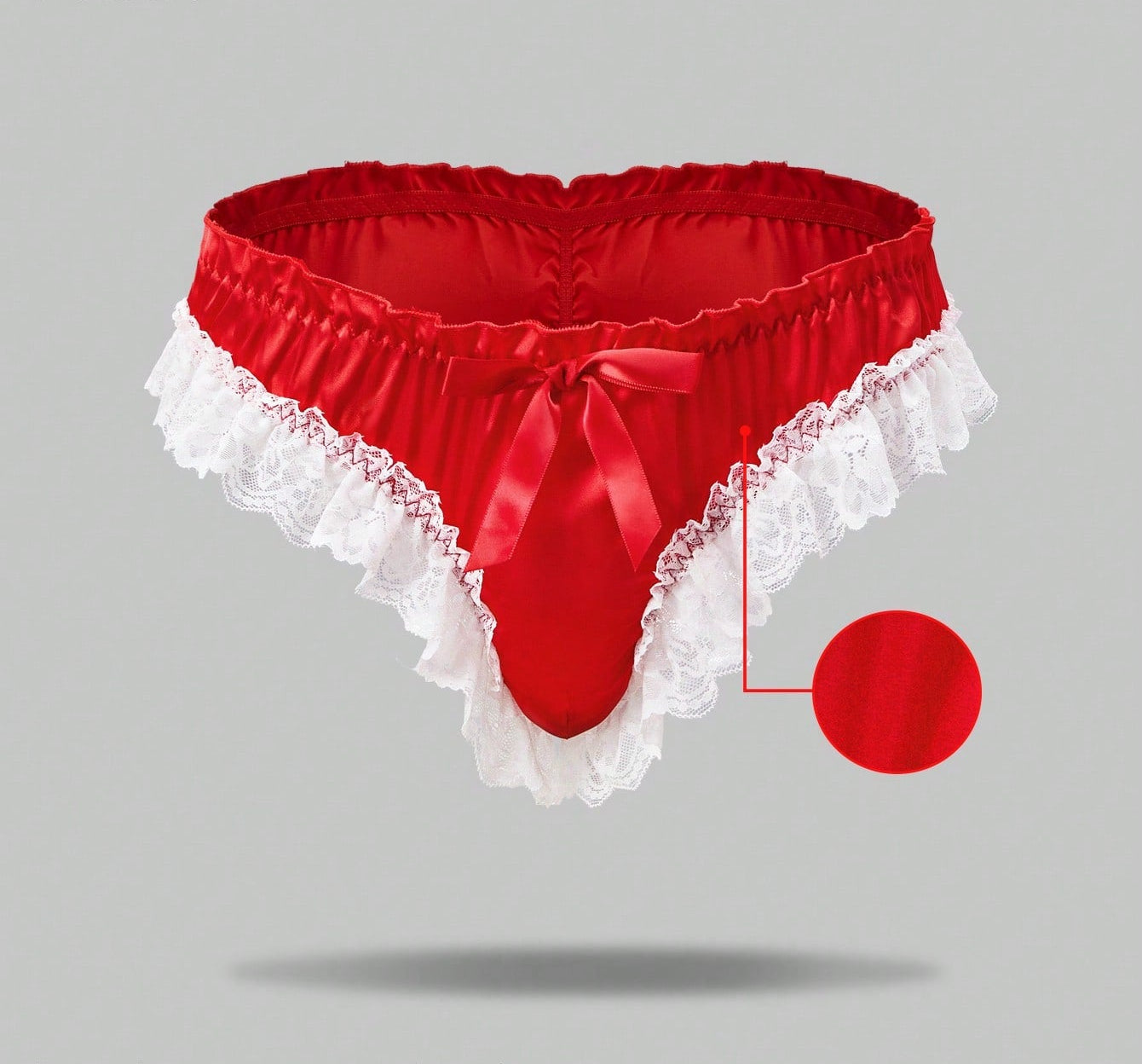 Men’s Satin-Style Short With Bow Accent, Smooth Texture, Solid Color, For Daily Styling