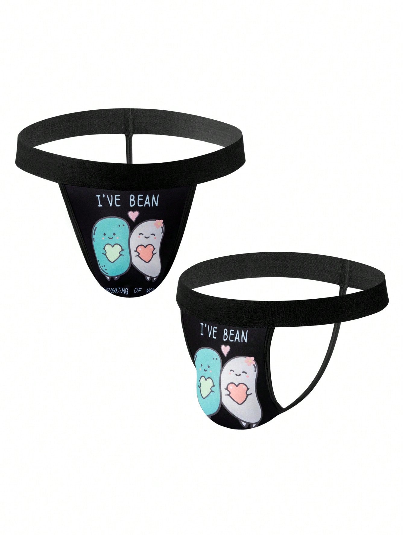 Men's Letter And Cartoon Print G-String Underwear
