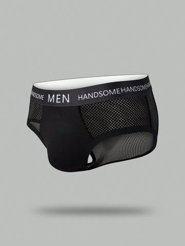 Men's Mesh Contrast Letter Elastic Band Underwear