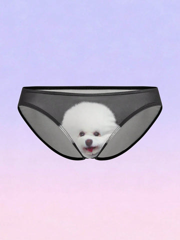 Men's Puppy Print Elastic Waist Briefs