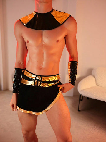 Men’s Multi-Piece Outfit Set Including Skirt Shawl And Arm Sleeves For Casual Styling