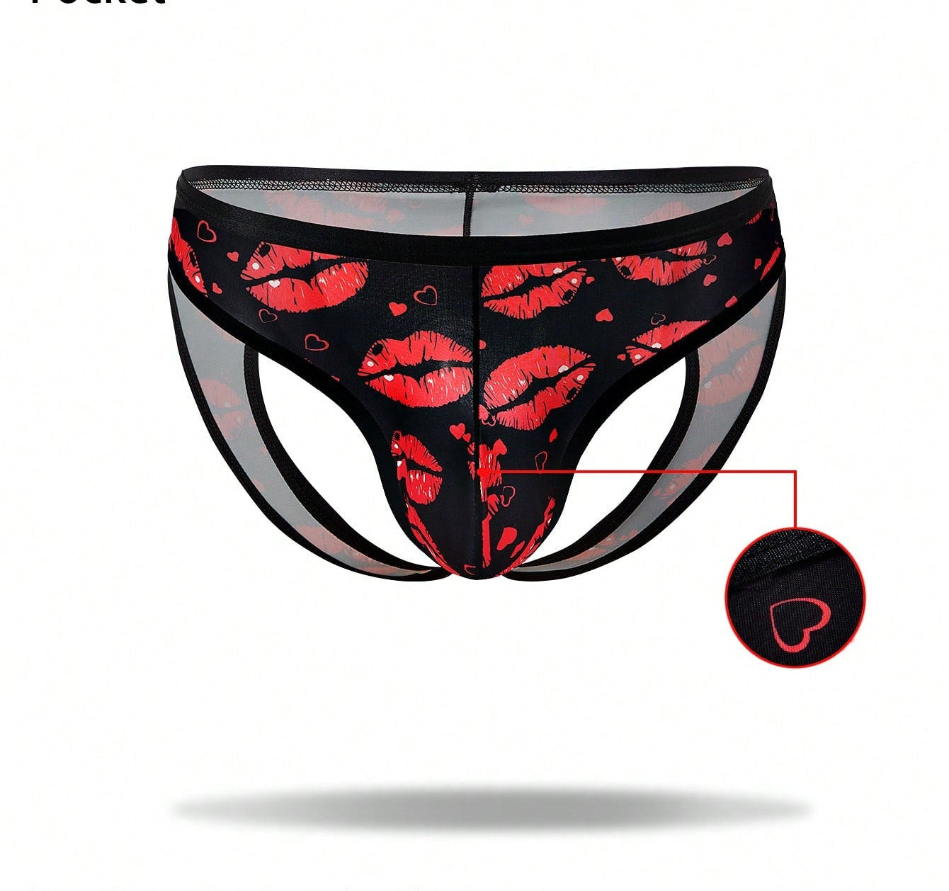 1pc Men’s Mesh Fabric Short With Lip Print Detail, Lightweight Design, For Casual Wear