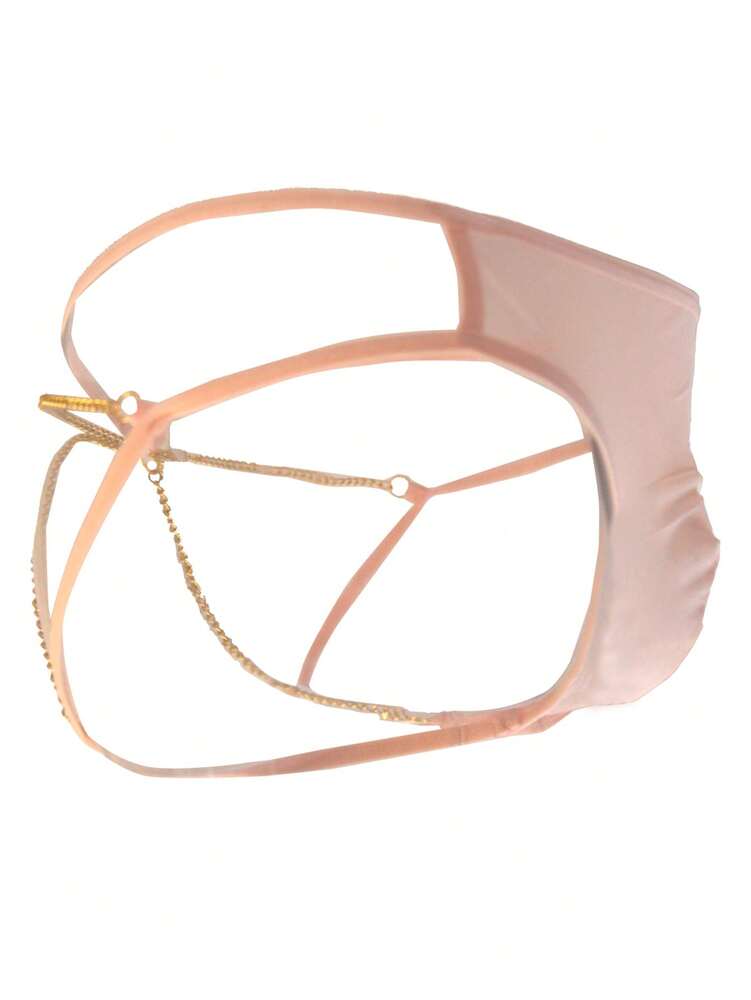 Men’s Chain Decor Mesh Shorts – Adjustable Strap Design