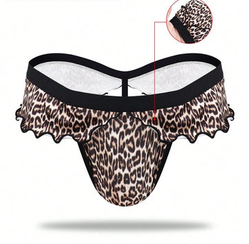1pc Men’s Leopard Print Short, Low-Rise Style, Soft Fabric Texture, Simple Daily Wear