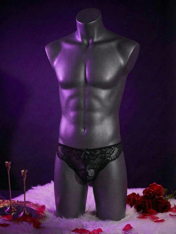 Contrast Lace Thong Underwear For Men