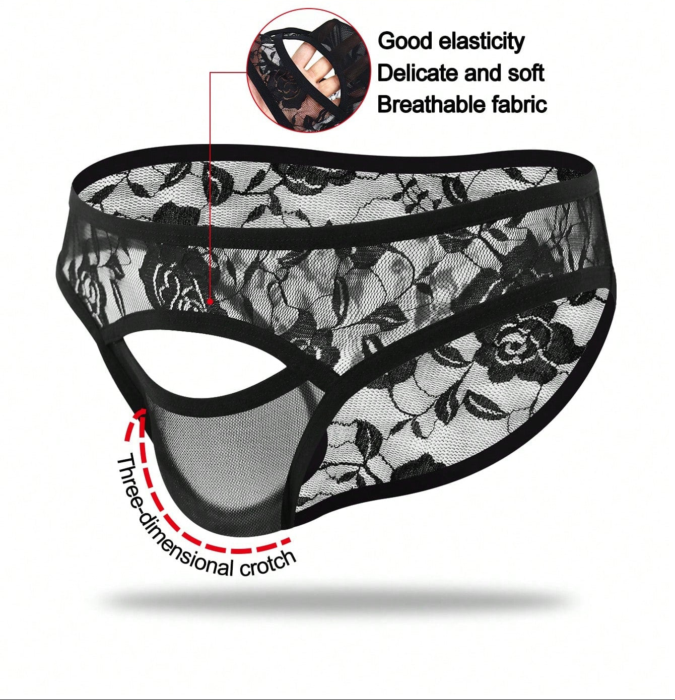 Men’s Black Mesh Fabric Short With Pattern Detail, Lightweight Structure, For General Wear