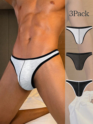 Men’s Three-Piece Short Pack With Contrast Patchwork Slim Fit For Daily Use