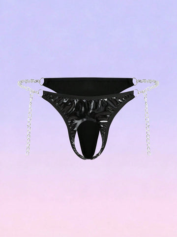 Chain Decor Hollow Sexy Thong For Men