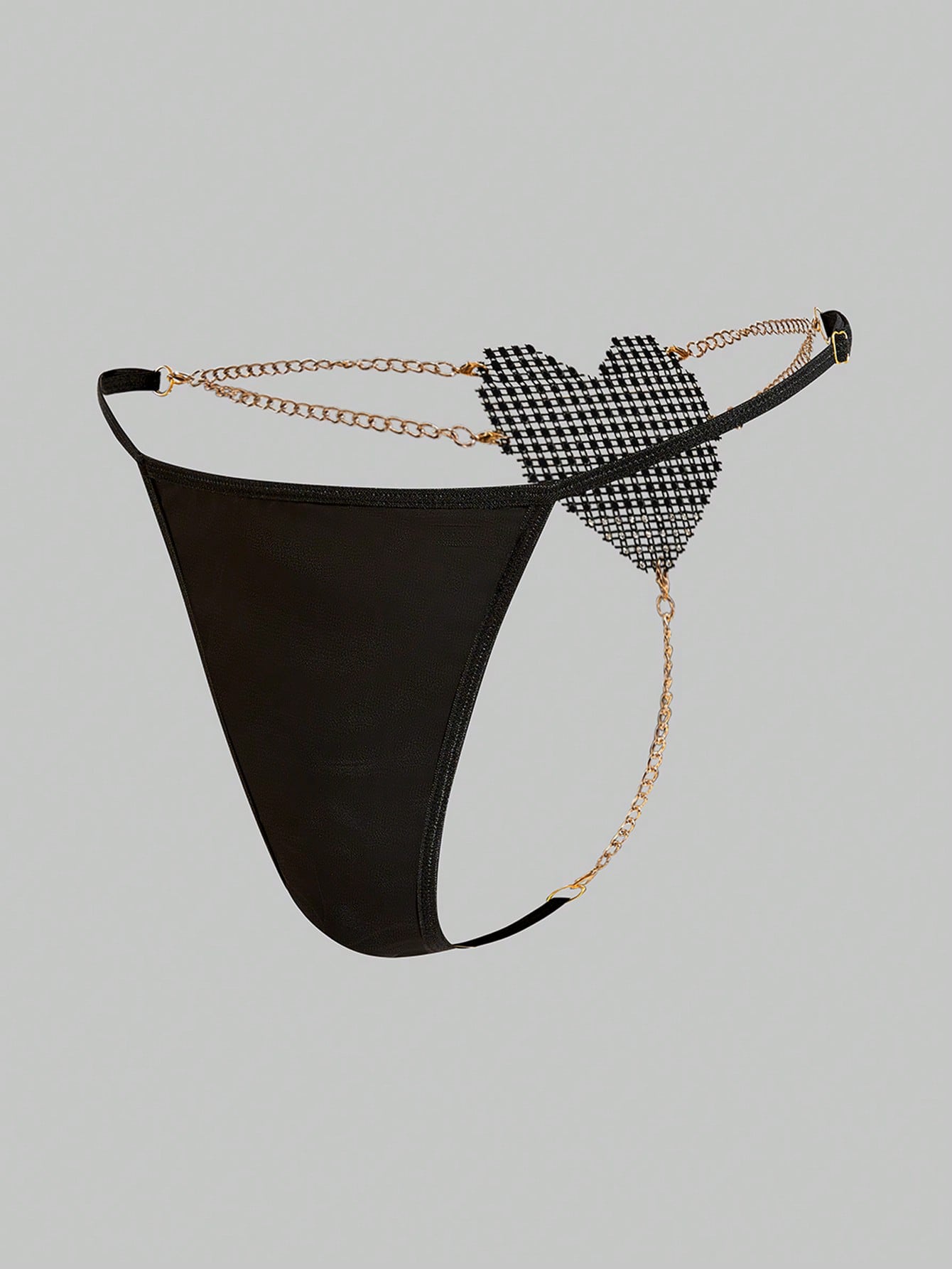 Men’s Short With Heart Motif And Decorative Stone Accent, Metal Chain Detail, For General Wear