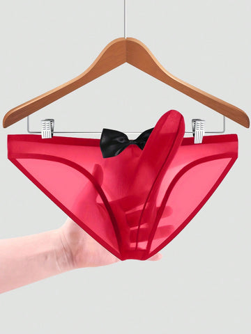 Solid Color Semi Transparent Mesh Triangle Briefs For Men