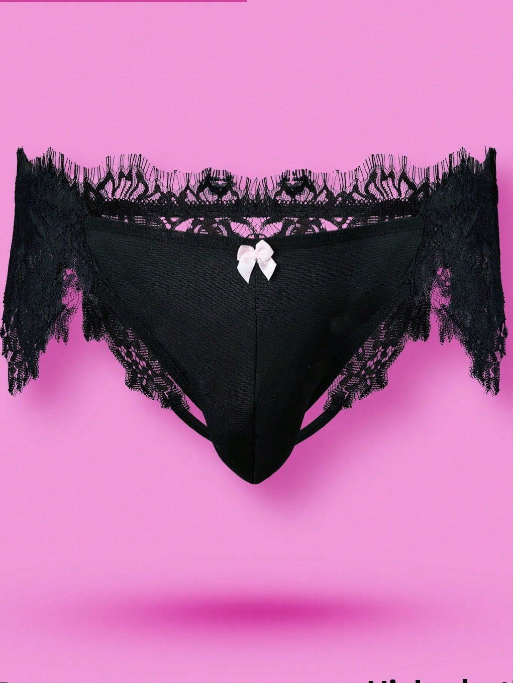 Lace Patchwork Bow Decor Sexy Briefs For Men