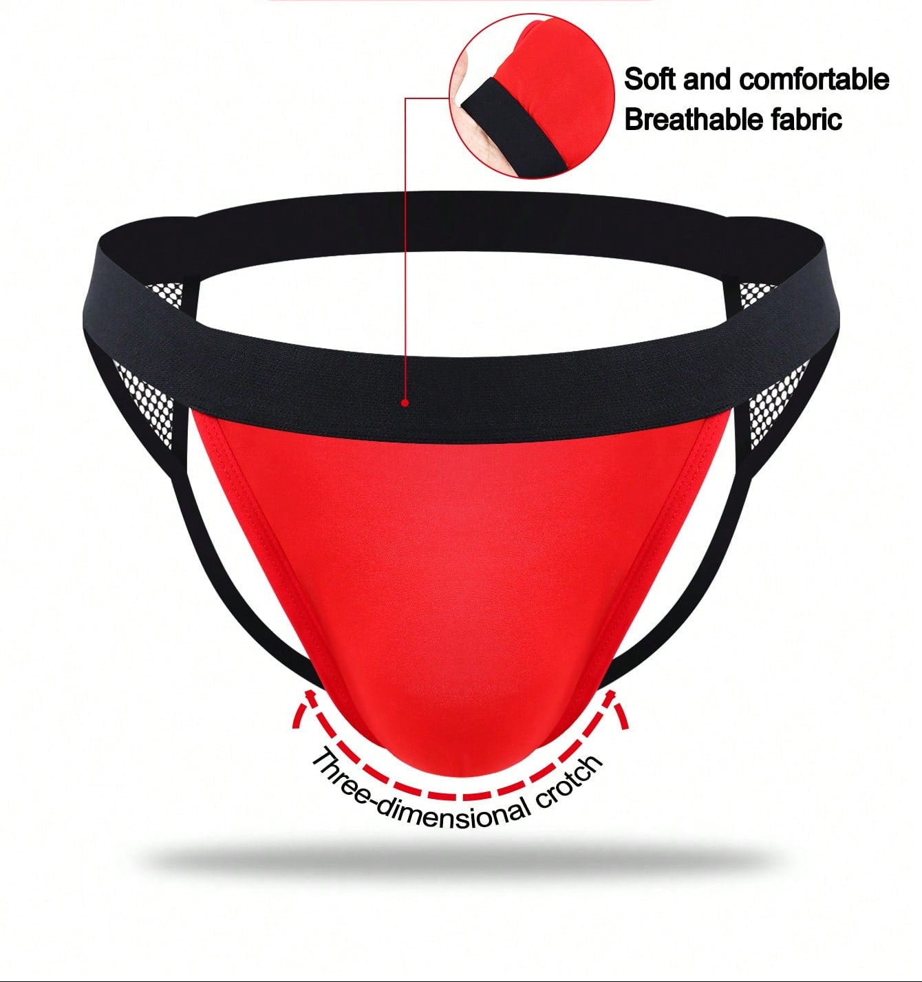 Men’s Red Fabric Short With Contrast Mesh Detail, Clean Structure, For General Wear