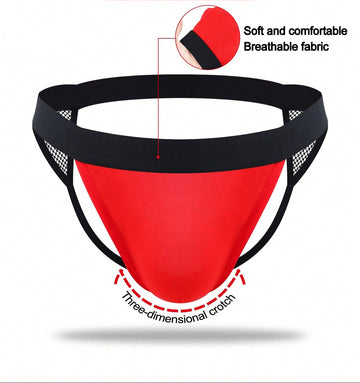 Men’s Red Fabric Short With Contrast Mesh Detail, Clean Structure, For General Wear