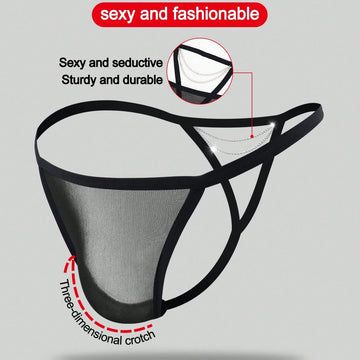 Men's Black Hollow Mesh Waist Underwear With Chain Detail