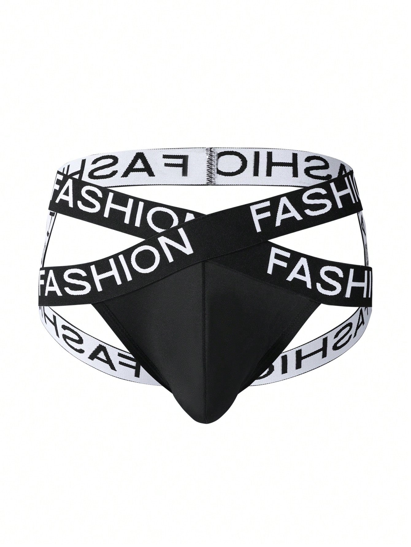 Men's Letter Knit Waistband Hollow Design Briefs